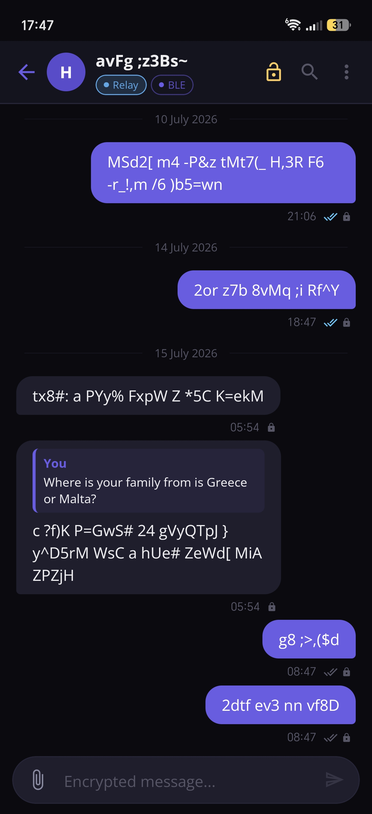 An encrypted chat